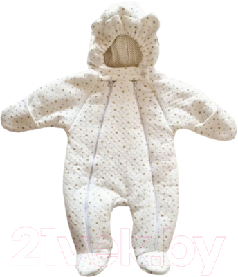 Комбинезон прогулочный детский Sofi Тедди Звезды 3021-ЗМ (молочный)