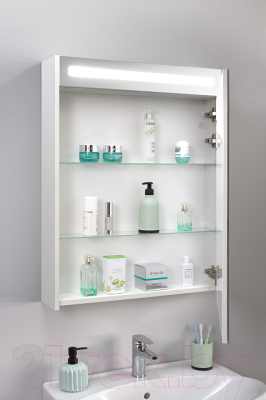 Шкаф с зеркалом для ванной Belux Неман ВШ 65 (1, белый глянцевый)