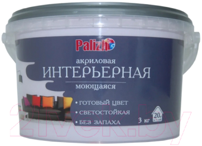 Краска Palizh Акриловая интерьерная моющаяся (3.7кг, лаванда)