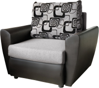 Кресло-кровать Асмана Квадро (кубики/рогожка серая кожзам черный) - 