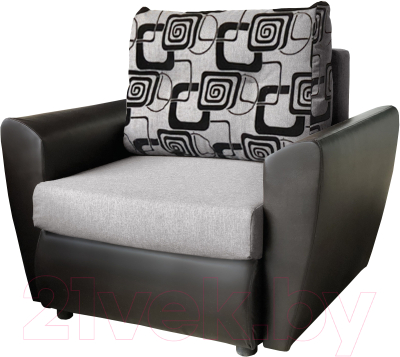 Кресло-кровать Асмана Квадро (кубики/рогожка серая кожзам черный)