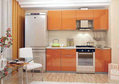 Готовая кухня Интерьер центр Олива 2.1 (оранжевый)