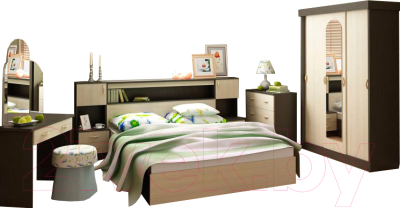 Комплект мебели для спальни Интерьер центр Бася (венге/беленый дуб)