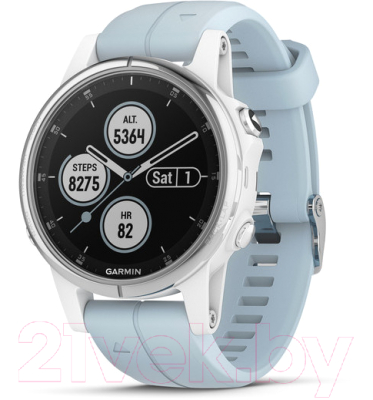 Умные часы Garmin Fenix 5s Plus / 010-01987-23 (белый/голубой)
