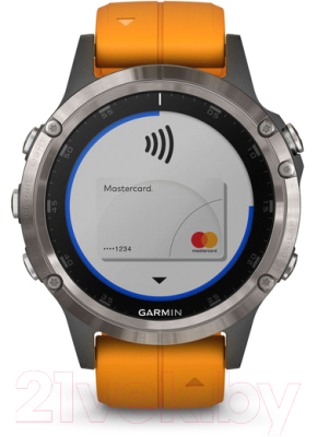 Умные часы Garmin Fenix 5 Plus Sapphire / 010-01988-05 (титановый/оранжевый)