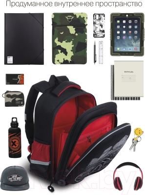 Школьный рюкзак Grizzly RAz-287-8 (черный)