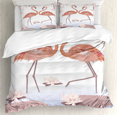 Комплект постельного белья Ambesonne Игривые фламинго / bls_8626_euro