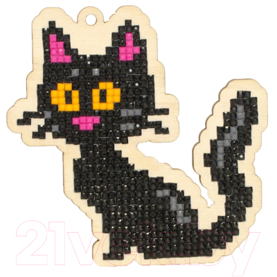 Набор алмазной вышивки Wizardi Черная кошка / WW193