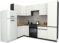 Готовая кухня ВерсоМебель Эко-7 1.2x2.6 левая (белый фасадный/ст.золотистый дуб) - 