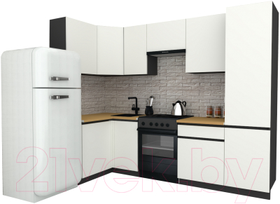 Готовая кухня ВерсоМебель Эко-7 1.2x2.6 левая (белый фасадный/ст.золотистый дуб)