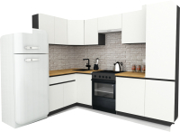 Кухонный гарнитур ВерсоМебель Эко-7 1.4x2.6 левая (белый фасадный/ст.золотистый дуб) - 