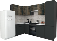 Кухонный гарнитур ВерсоМебель Эко-7 1.4x2.6 левая (дуб гранж колониальный/антрацит/ст.мрамор итальянский) - 