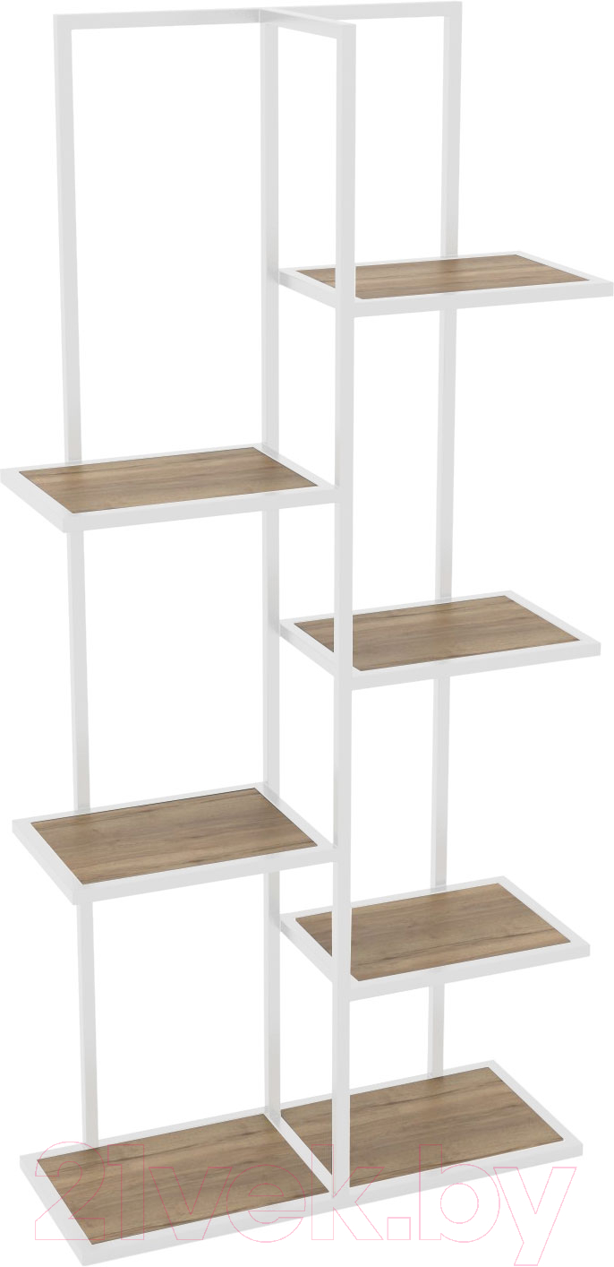 Стеллаж Hype Mebel Для цветов 80x170 (белый/дуб галифакс натуральный)
