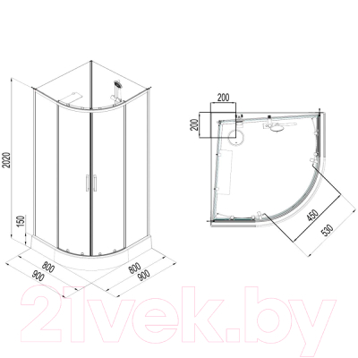 Изображение товара Душевая кабина Aquanet Passion Evo R 90 / 267257