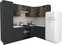 Кухонный гарнитур ВерсоМебель Эко-7 1.4x2.6 правая (дуб гранж колониальный/антрацит/ст.мрамор) - 