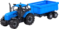 Трактор игрушечный Полесье Прогресс инерционный с прицепом / 91277 (синий) - 