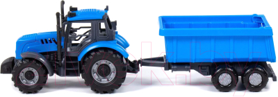 Трактор игрушечный Полесье Прогресс инерционный с прицепом / 91277 (синий)