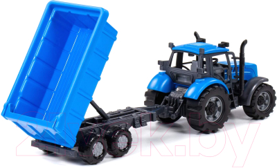 Трактор игрушечный Полесье Прогресс инерционный с прицепом / 91277 (синий)