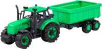 Трактор игрушечный Полесье Прогресс с прицепом / 91284 (зеленый) - 