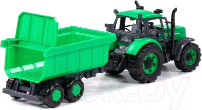 Трактор игрушечный Полесье Прогресс с прицепом / 91284 (зеленый)