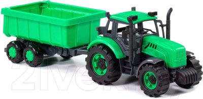Трактор игрушечный Полесье Прогресс с прицепом / 91284 (зеленый)
