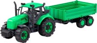 Трактор игрушечный Полесье Прогресс с бортовым прицепом / 91260 (зеленый) - 