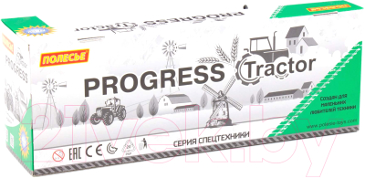 Трактор игрушечный Полесье Прогресс с бортовым прицепом / 91260 (зеленый)