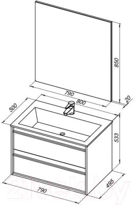 Тумба с умывальником Aquanet Lino 80 / 271948