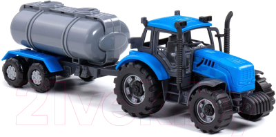 Трактор игрушечный Полесье Прогресс с прицепом-цистерной инерционный / 91550 (синий)