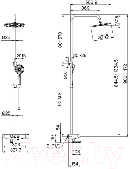 Душевая система Iddis Shelf SHESBBTi06