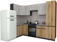 Готовая кухня ВерсоМебель Эко-7 1.2x2.6 левая (бетонный камень/дуб эвок прибрежный/ст.альберика) - 