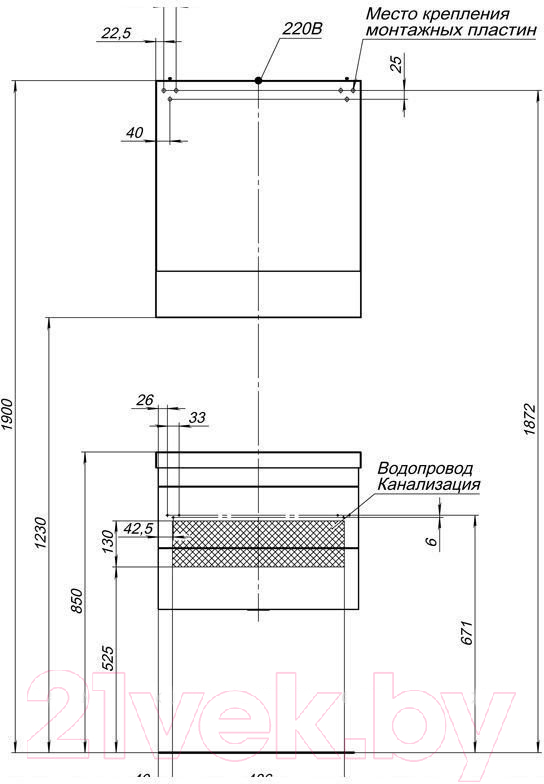 Тумба с умывальником Aquanet Нота 58 / 287706