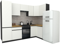 Кухонный гарнитур ВерсоМебель Эко-7 1.2x2.6 правая (белый фасадный/ст.золотистый дуб) - 
