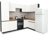 Готовая кухня ВерсоМебель Эко-7 1.4x2.6 правая (белый фасадный/ст.золотистый дуб) - 