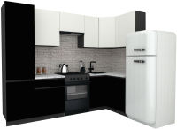 Готовая кухня ВерсоМебель Эко-7 1.2x2.6 правая (белый фасадный/черный/ст.мрамор итальянский) - 