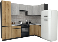 Готовая кухня ВерсоМебель Эко-7 1.2x2.6 правая (бетонный камень/дуб эвок прибрежный/ст.мрамор) - 