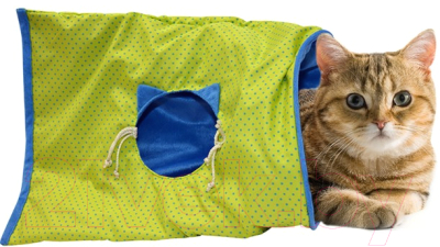 Игрушка для кошек Duvo Plus Тоннель шуршащий / 1717034/DV (зеленый/синий)