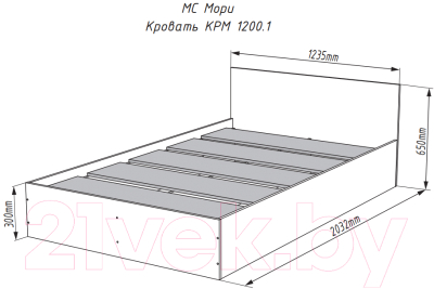 Полуторная кровать ДСВ Мори КРМ 1200.1 (белый)