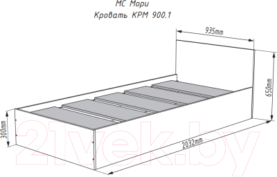 Односпальная кровать ДСВ Мори КРМ 900.1 (белый)