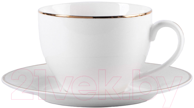 Изображение товара Чашка с блюдцем Happy Gifts Gold / 32502 (белый/золото)