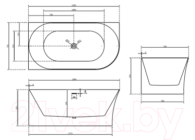 Ванна акриловая Abber AB9258-1.5 L