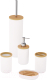 Набор аксессуаров для ванной и туалета Альтернатива Бамбук / М8167 (белый) - 