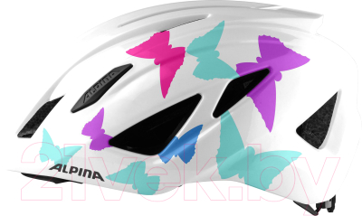 Защитный шлем Alpina Sports 2022 Pico Pearl / A9761-10 (р-р 50-55, белый/бабочки/глянец)