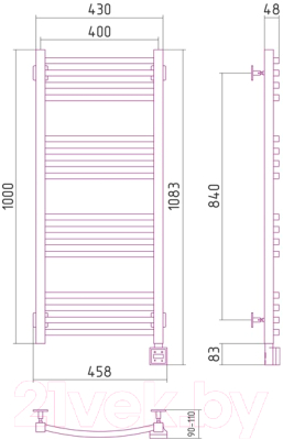 Полотенцесушитель электрический Сунержа Аркус 100x40 / 00-0530-1040