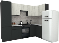 Кухонный гарнитур ВерсоМебель Эко-7 1.2x2.6 правая (дуб крафт белый/антрацит/ст.мрамор итальянский) - 
