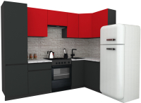 Кухонный гарнитур ВерсоМебель Эко-7 1.2x2.6 правая (красный чили/антрацит/ст.мрамор итальянский) - 