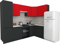 Готовая кухня ВерсоМебель Эко-7 1.4x2.6 правая (красный чили/антрацит/ст.мрамор итальянский) - 