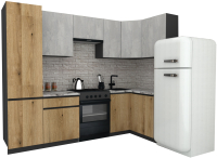 Готовая кухня ВерсоМебель Эко-7 1.2x2.6 правая (бетонный камень/дуб эвок прибрежный/ст.альберика) - 