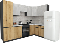 Кухонный гарнитур ВерсоМебель Эко-7 1.4x2.6 правая (бетонный камень/дуб эвок прибрежный/ст.альберика) - 