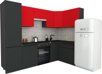 Кухонный гарнитур ВерсоМебель Эко-7 1.4x2.6 правая (красный чили/антрацит/ст.луна) - 